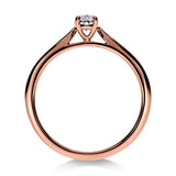 Vue latérale de la bague Élégance Diamant Ovale en or rose, mettant en valeur la brillance du diamant central.