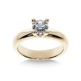 Bague de fiançailles Solitaire Promesse Diamant Rond en or jaune avec diamant certifié GIA, vue de face.