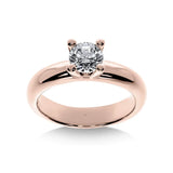 Bague de fiançailles Solitaire Promesse Diamant Rond en or rose avec diamant certifié GIA, vue de face.